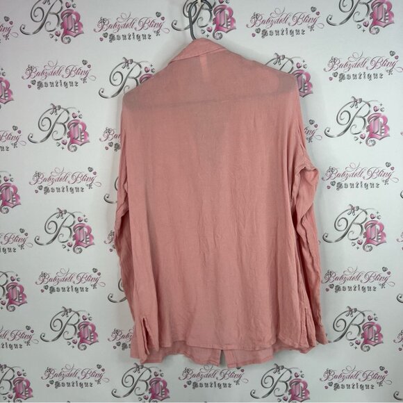 Warehouse one long sleeve corset Pink Button-Down Shirt with Sleeve Details - Picture 2 of 9